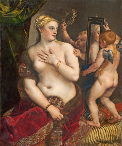 Venus met een spiegel door Tiziano Vecelli