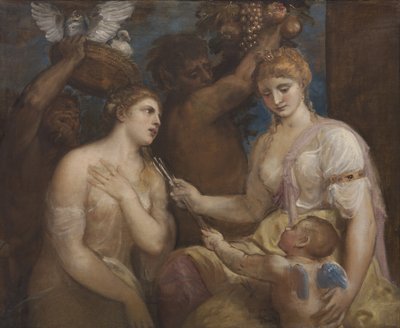 Allegorie van Venus en Cupido door Tiziano Vecelli
