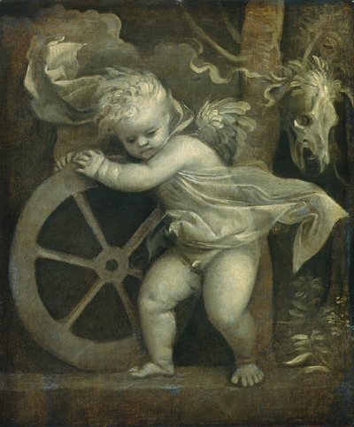 Cupido met het wiel van de tijd door Titian