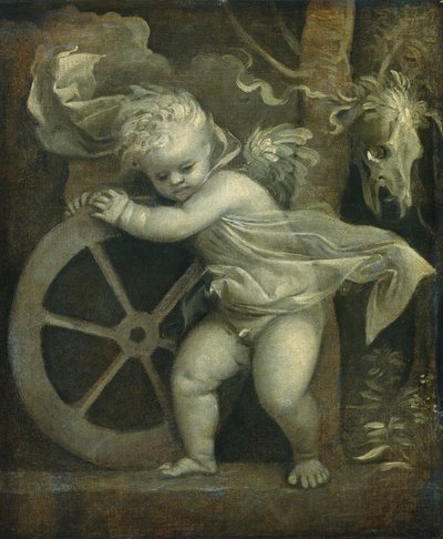 Cupido met het Rad van de Tijd door Titian