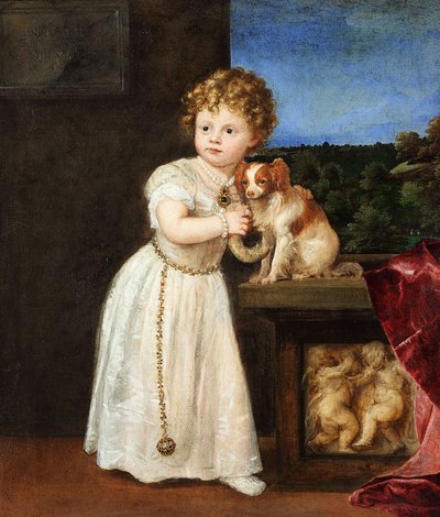 Duits: Clarissa Strozzi (1540-1581) op tweejarige leeftijd Portret van Clarissa Strozzi door Titian