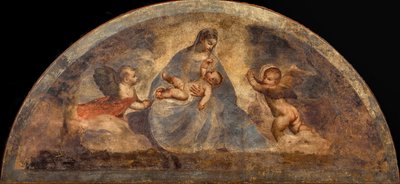 Madonna en Kind met twee engelen, ca. 1519 door Titian