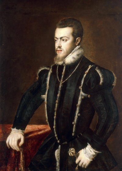Portret van Filips II 1527-1598, koning van Spanje en Portugal, ca. 1553 door Titian