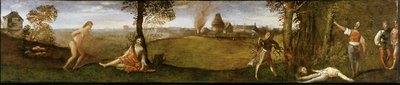 De legende van Polydoros Het bos van Polydorus door Titian