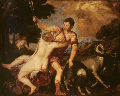 Venus en Adonis, 1555 door Tiziano Vecelli