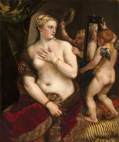 Venus met een Spiegel, ca. 1555 door Titian