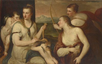 Cupido Geblinddoekt door Venus door Tiziano Vecelli
