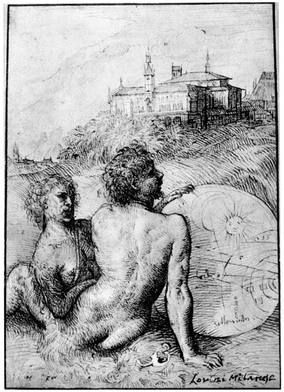 Landschap met saters door Tiziano Vecelli