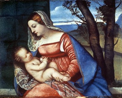 Madonna en Kind, ca. 1510 door Tiziano Vecelli