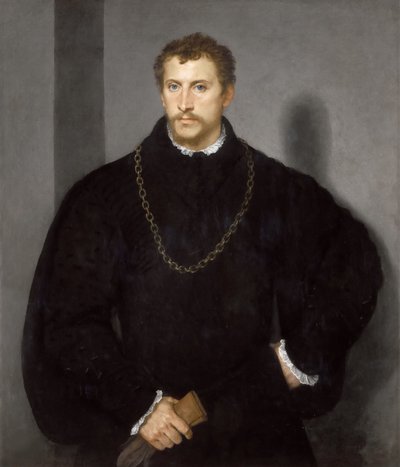 Portret van een jonge Engelsman Portret van een jonge man met grijze ogen, 1540-1545 door Tiziano Vecelli