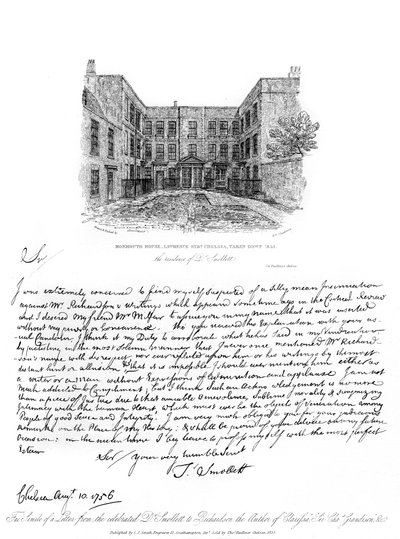 Een brief van Dr. Smollett aan Samuel Richardson, 1756, 1840 door Tobias George Smollett