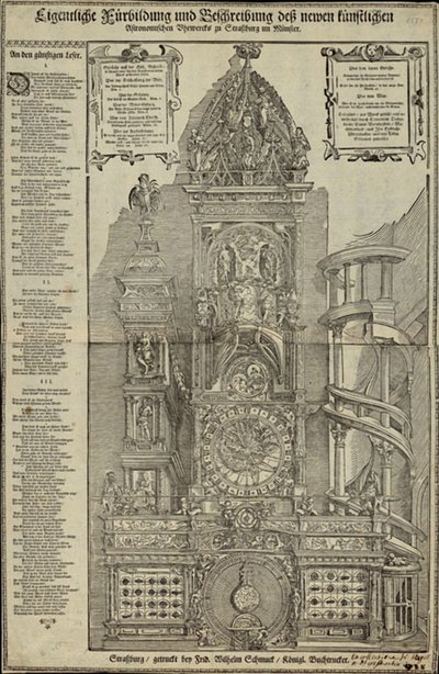 Werkelijke vorming en beschrijving van het nieuwe kunstmatige astronomische uurwerk in Straatsburg door Tobias Stimmer