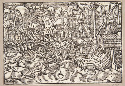 Gaius Duillius verslaat de Carthagers in een zeeslag door Tobias Stimmer