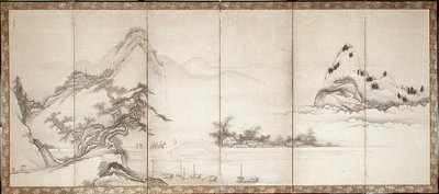 Reizigers op een Brug aan het Meer, ca. 1700 door Toetsu Toetsu