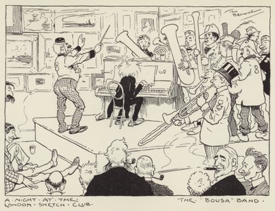 Een nacht in de London Sketch Club, De Bousa Band door Tom Browne