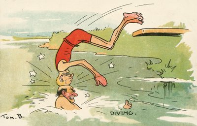 Duiken (kleur litho) door Tom Browne