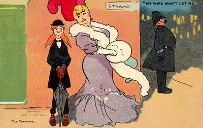 Mijn vrouw laat me niet (chromolitho) door Tom Browne