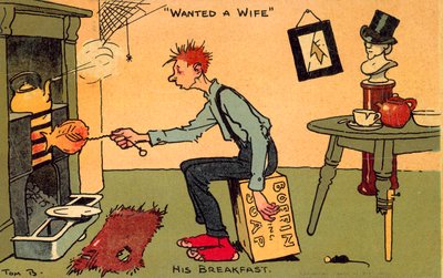 Gezocht: een vrouw (chromolitho) door Tom Browne