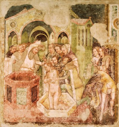 Legende van St. Ursula: Doop van de prins van Engeland door Tomaso da (late 15th century) Modena