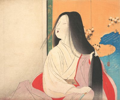 Lady Kesa van kuchie frontispice van een roman, ca. 1906 door Tomioka Eisen