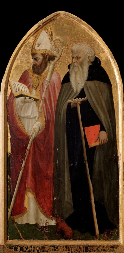San Giovenale drieluik: rechterpaneel met Sint Antonius de Grote en Sint Juvenal door Tommaso Masaccio