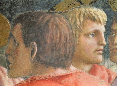 Schuldbetaling De belastinginner en een apostel (detail) door Tommaso Masaccio