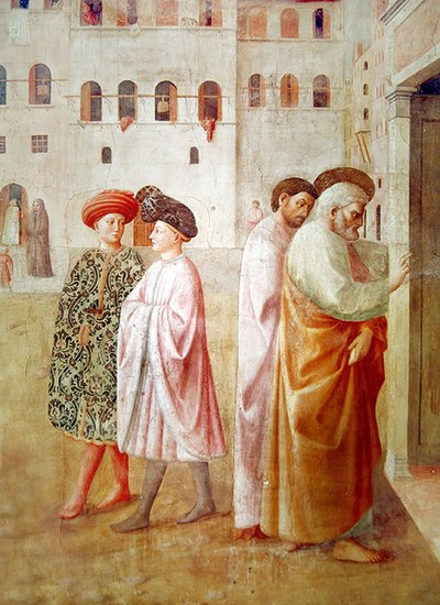 Detail van St. Peter, uit de Opwekking van Tabitha, c.1427 (detail) door Tommaso Masolino da Panicale