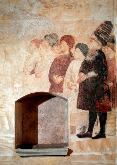 Episode uit het leven van Johannes de Doper: een groep mannen door Tommaso Masolino da Panicale