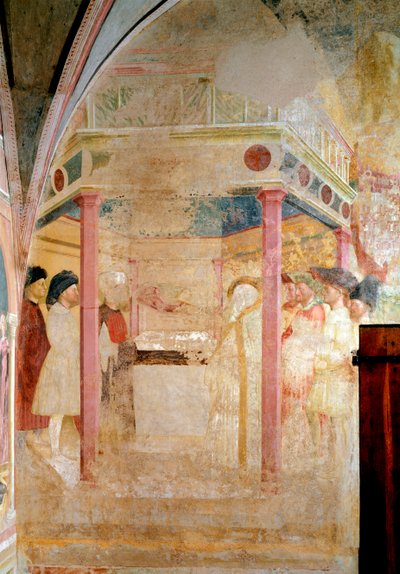 Leven van Sint Johannes de Doper: De annunciatie aan St. Zacharias door Tommaso Masolino da Panicale
