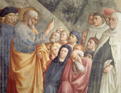 St. Peter predikt in Jeruzalem (detail) door Tommaso Masolino da Panicale