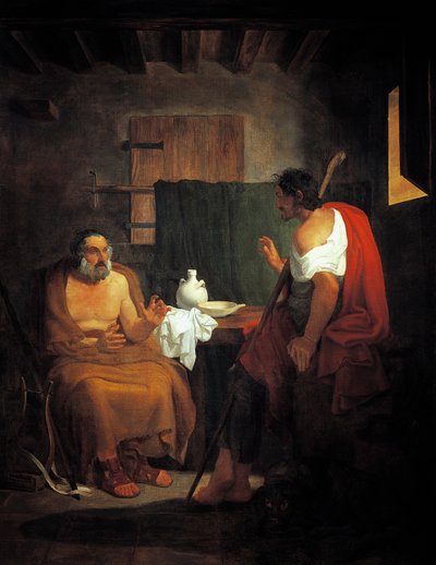 Blinde Homerus in het huis van herder Glauco door Tommaso Minardi
