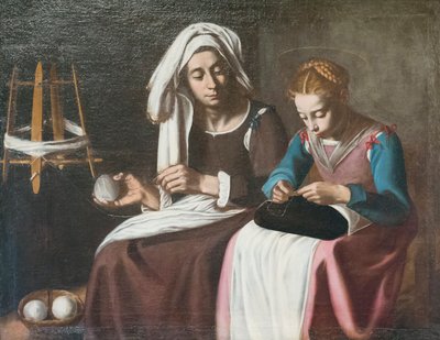 Madonna en Sint Anna, Romeinse school, toegeschreven aan Tommaso Salini door Tommaso Salini