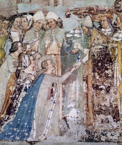 Aankomst van St. Ursula in Rome (detail uit de cyclus Verhalen van St. Ursula) door Tommaso da Modena