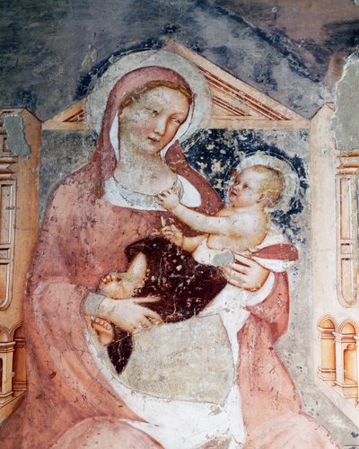 Madonna en kind (detail) door Tommaso da Modena