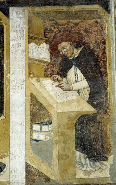 Kardinaal Hugues de Provence - Het oudste bekende portret van een persoon met lorgnetten door Tommaso da Modena Barisino or Rabisino