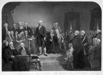 Washington houdt zijn inaugurele rede in april 1789 door Tompkins Harrison Matteson