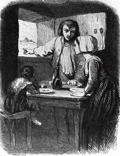 Illustratie voor La Mare au Diable, roman door George Sand (1804-1876), gravure door Henri Delaville (actief midden 19e eeuw) naar tekening door Tony Johannot (1803-1852) door Tony Johannot