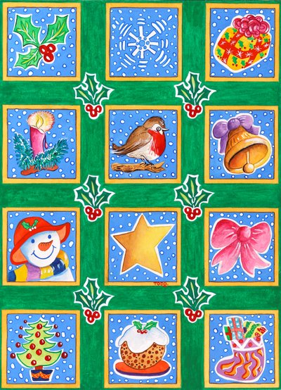 12 vierkanten voor Kerstmis door Tony Todd