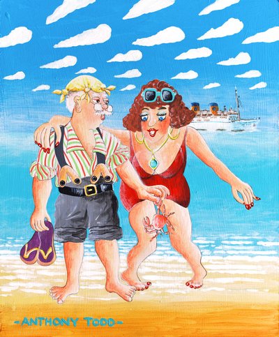 "Breng die krab niet bij mij!" schreeuwt Brenda terwijl ze van het strand rent door Tony Todd