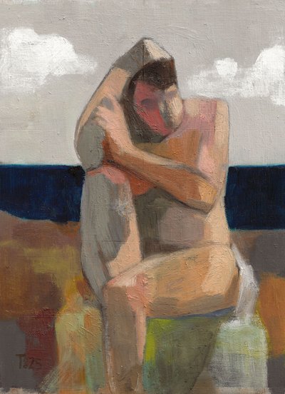 Contemplatieve strandfiguur door Tore Bahnson