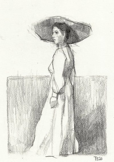 Schets van een elegante vrouw door Tore Bahnson