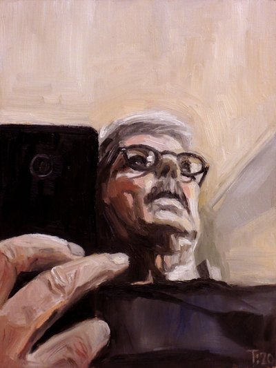 Geschilderd selfieportret door Tore Bahnson