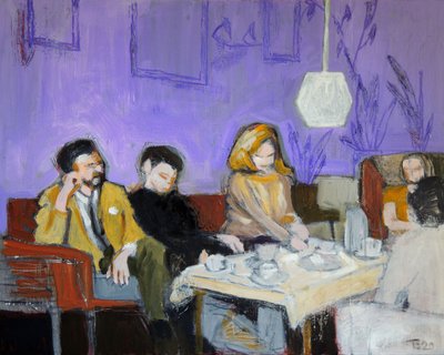 Ontspannen sfeer in het café door Tore Bahnson