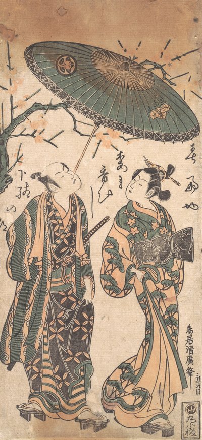 De acteur Nakamura Kumetaro I als een Oiran door Torii Kiyohiro