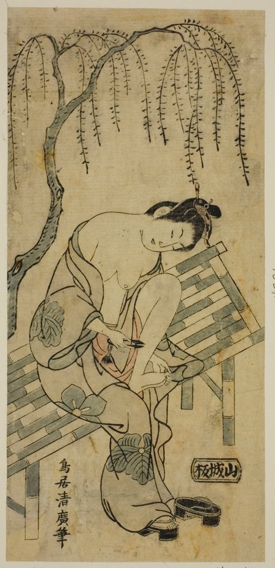 Haar nagels knippen door Torii Kiyohiro