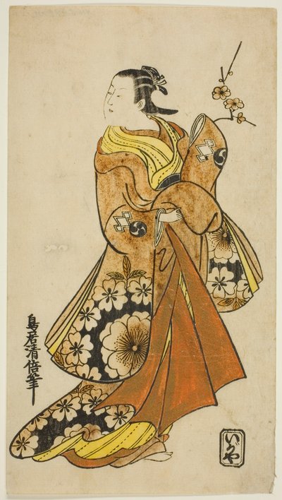De acteur Nakamura Takesaburo I in een vrouwelijke rol door Torii Kiyomasu II