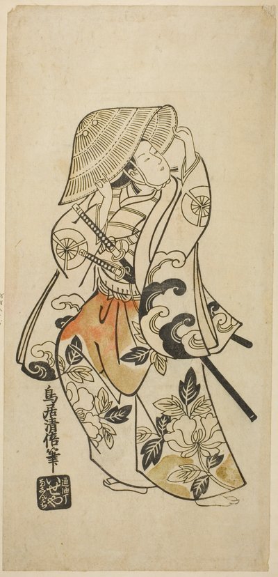 De acteur Tamazawa Saijiro in een onbekende rol door Torii Kiyomasu II
