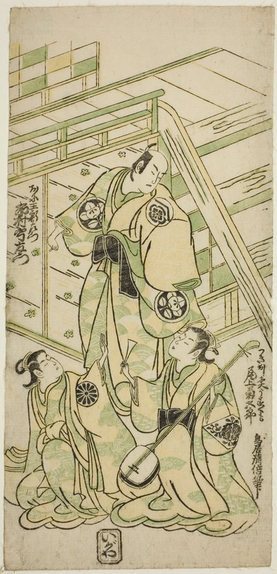 De Acteurs Ichimura Uzaemon VIII als Onio Shinzaemon en Onoe Kikugoro I als de courtisane Usugumo in het stuk Nanakusa Wakayagi Soga, uitgevoerd in het Ichimura Theater in de eerste maand, 1744 door Torii Kiyomasu II