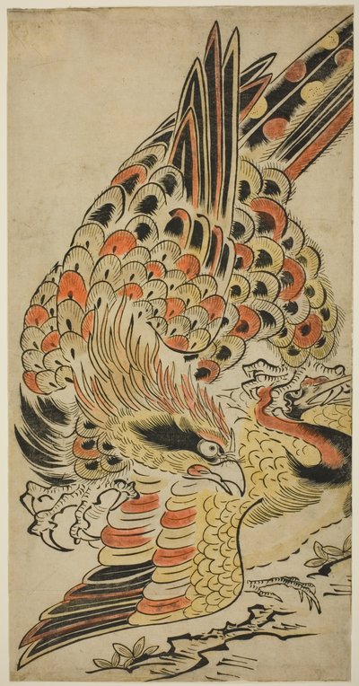 Een Havik Vangt Een Kraanvogel In De Vlucht door Torii Kiyomasu I