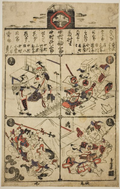 Een affiche voor het Ichimura Theater door Torii Kiyomasu I